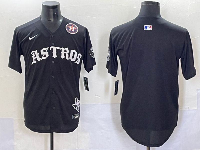 Men 2025 Houston Astros Blank Black Seven generations Joint Name Nike MLB Jersey style 2